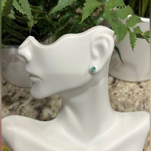 Solid 14K Emerald Stud Earrings